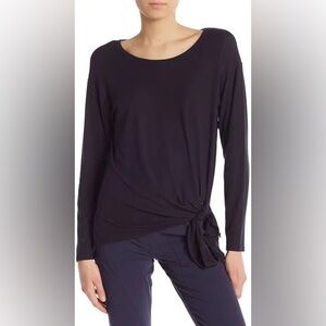 Theory Serah K Ribbed Viscose Tie Waist Long Sleeve